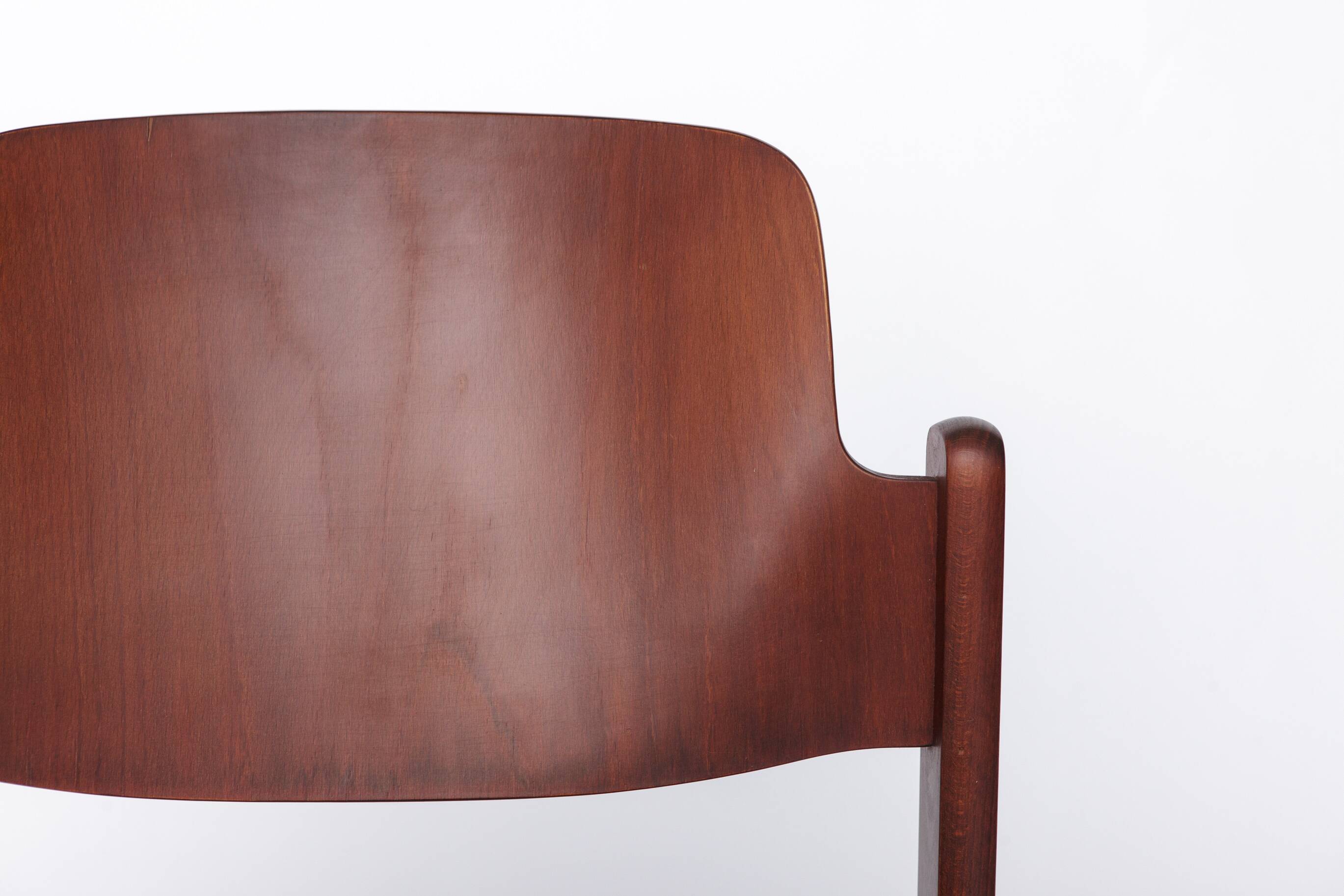 Vintage Lübke Stacking Chair, 1970s German Design, Dark Beech Wood