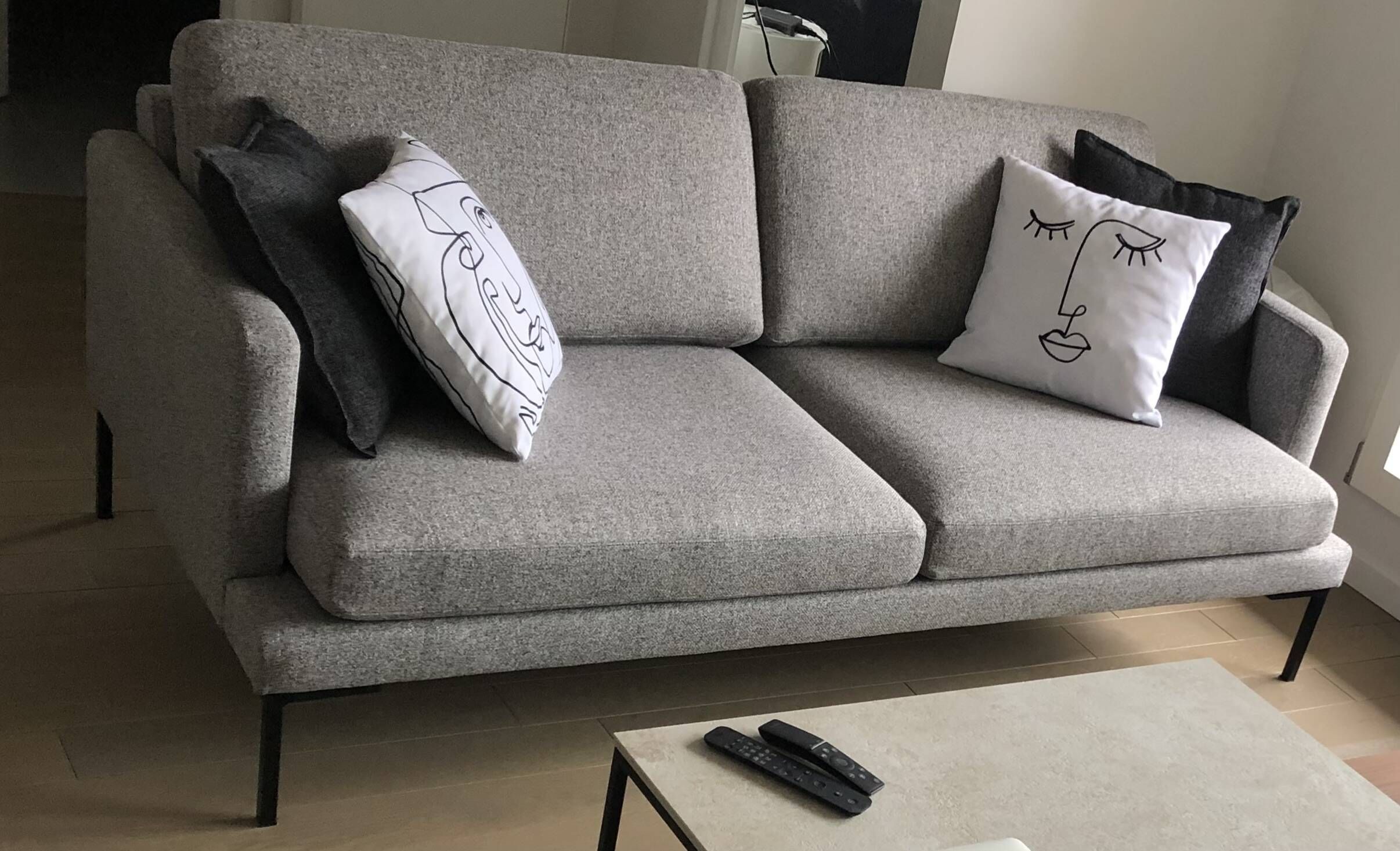 Canapé 2,5 places Assis modèle Ludvig en tissu gris