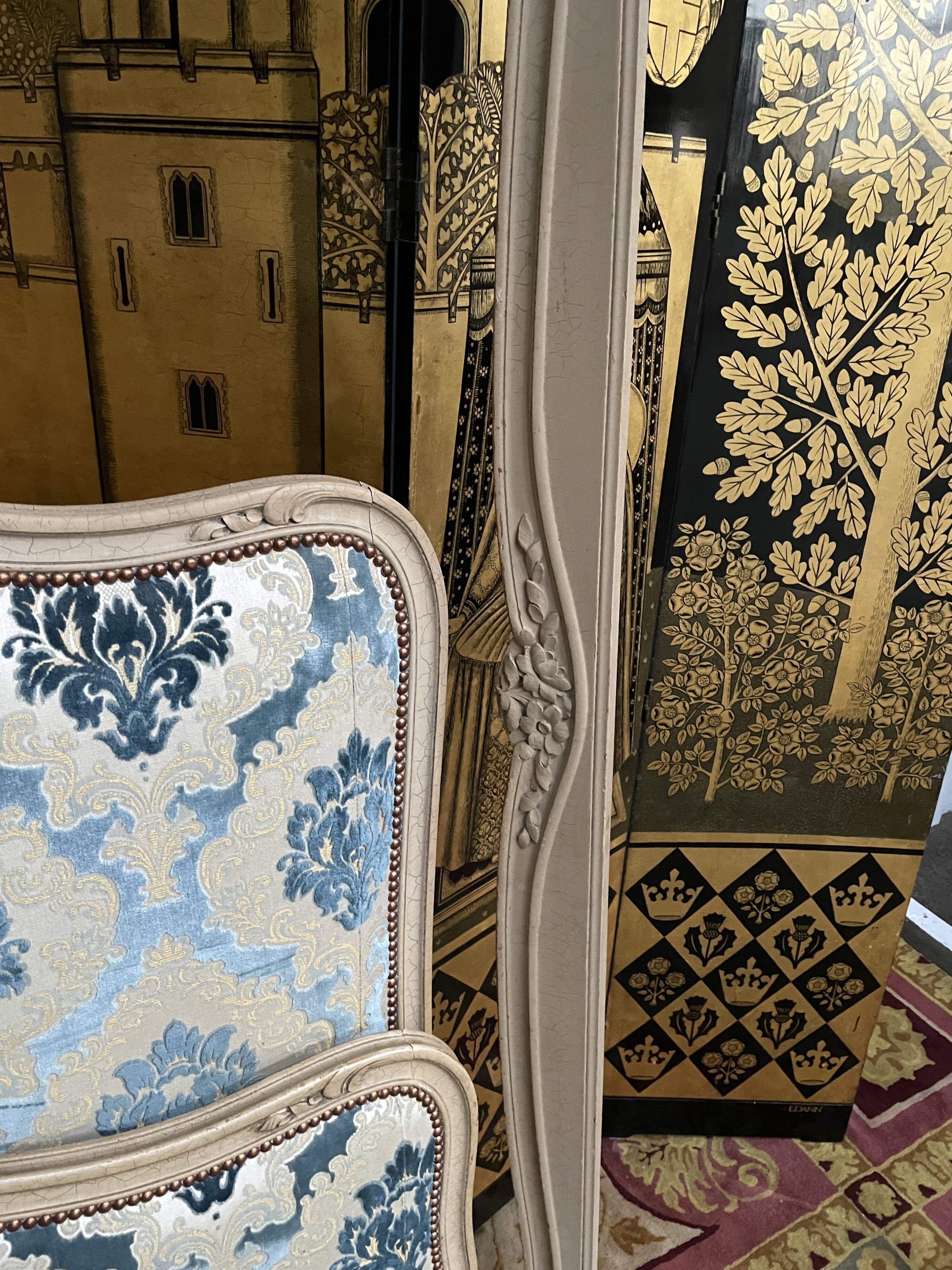 Louis XV upholstered style bed wood