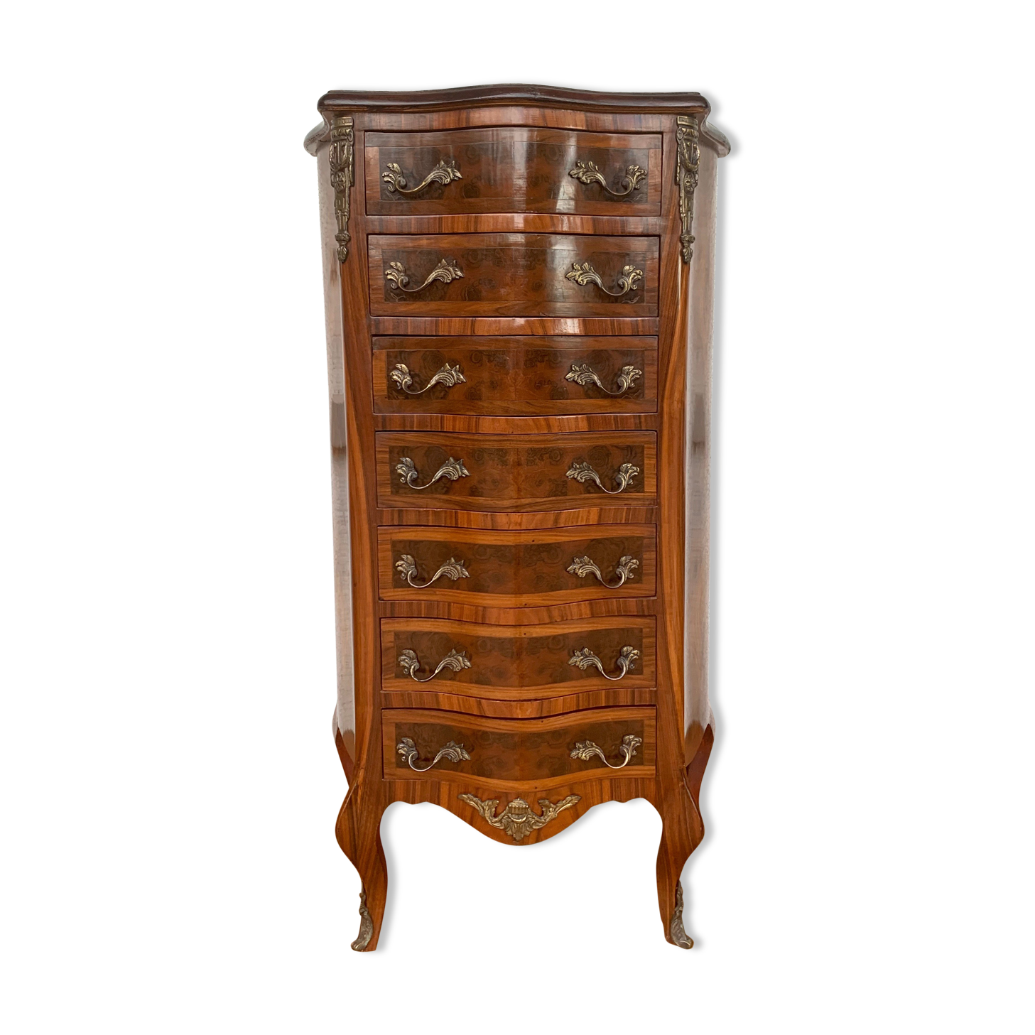 Semainier en bois galbé marqueterie