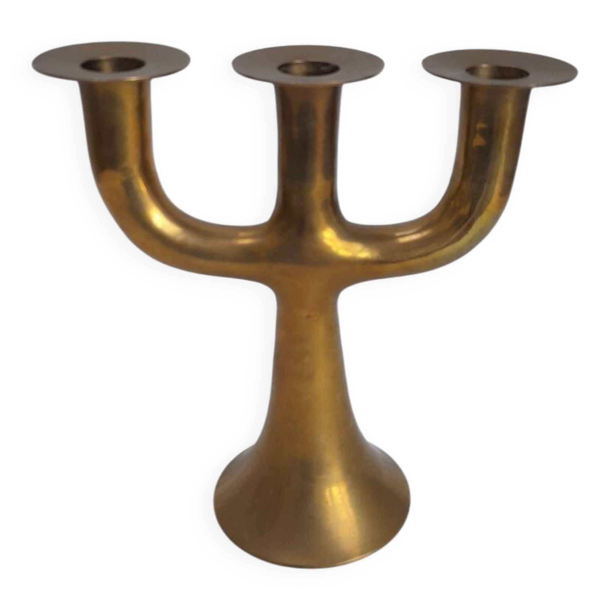 Swedish three-branch brass candlestick