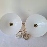 Duo of white opaline pendant lights
