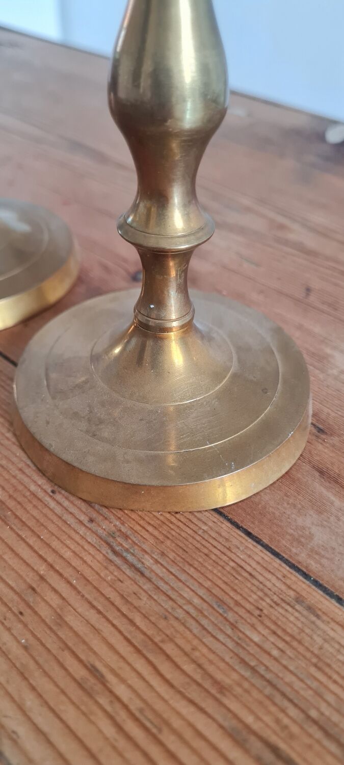 Pair of golden brass candle holders