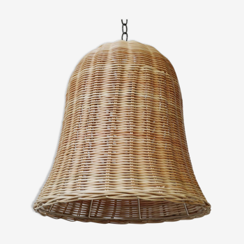 Led rattan pendant lamp with bell lampshade