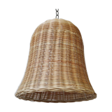 Led rattan pendant lamp with bell lampshade