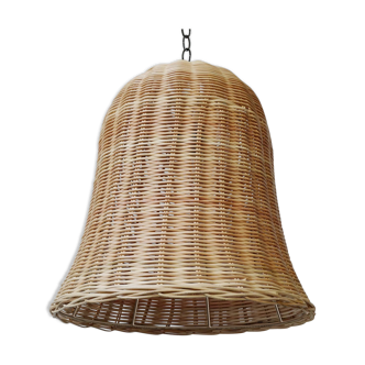 Led rattan pendant lamp with bell lampshade