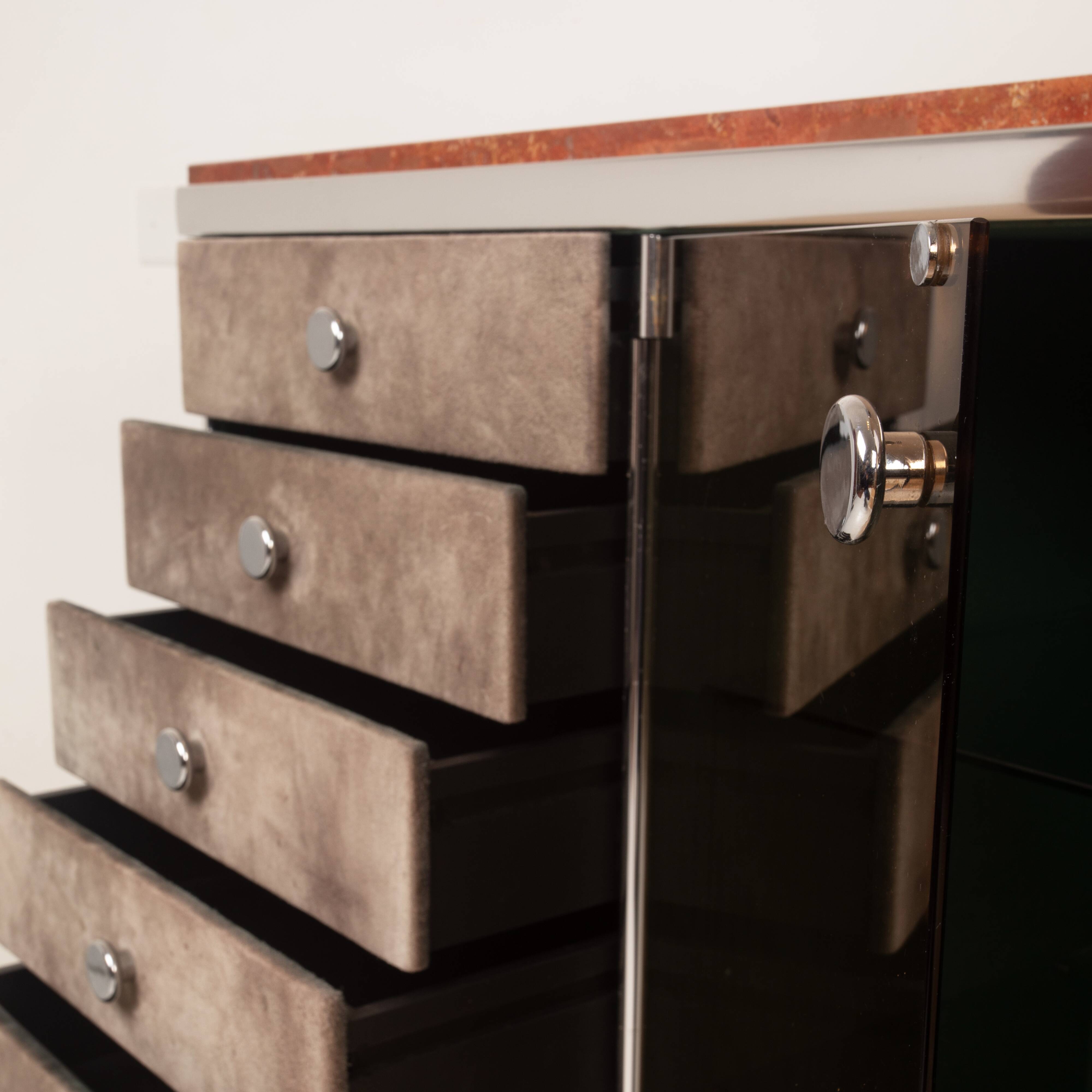 Guido Falsechini Hermes Marble and Leather Sideboard for i4 Mariani 1970