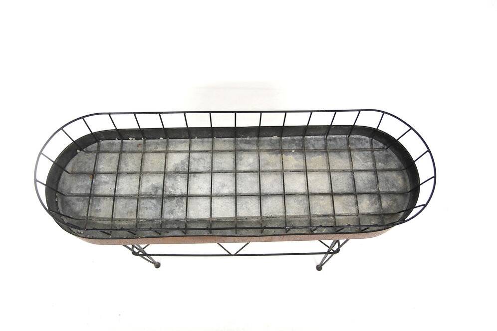 Scandinavian planter in metal and teak, Sweden, 1950