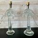 Important pair of Palm tree lamps in solid glass, Italian design ann.