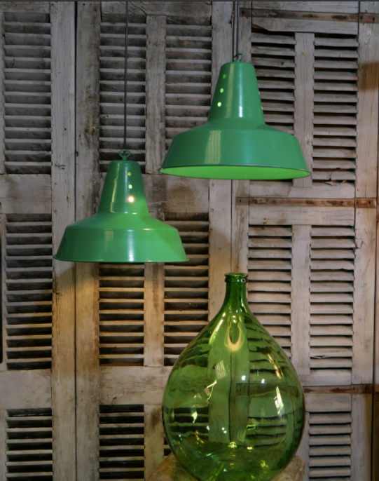 Industrial lamp shed lampshade in green aluminum
