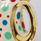 Boch Frères Pichet / Mid-Century Jug in Gold and Polka Dots, Belgium, 1950s