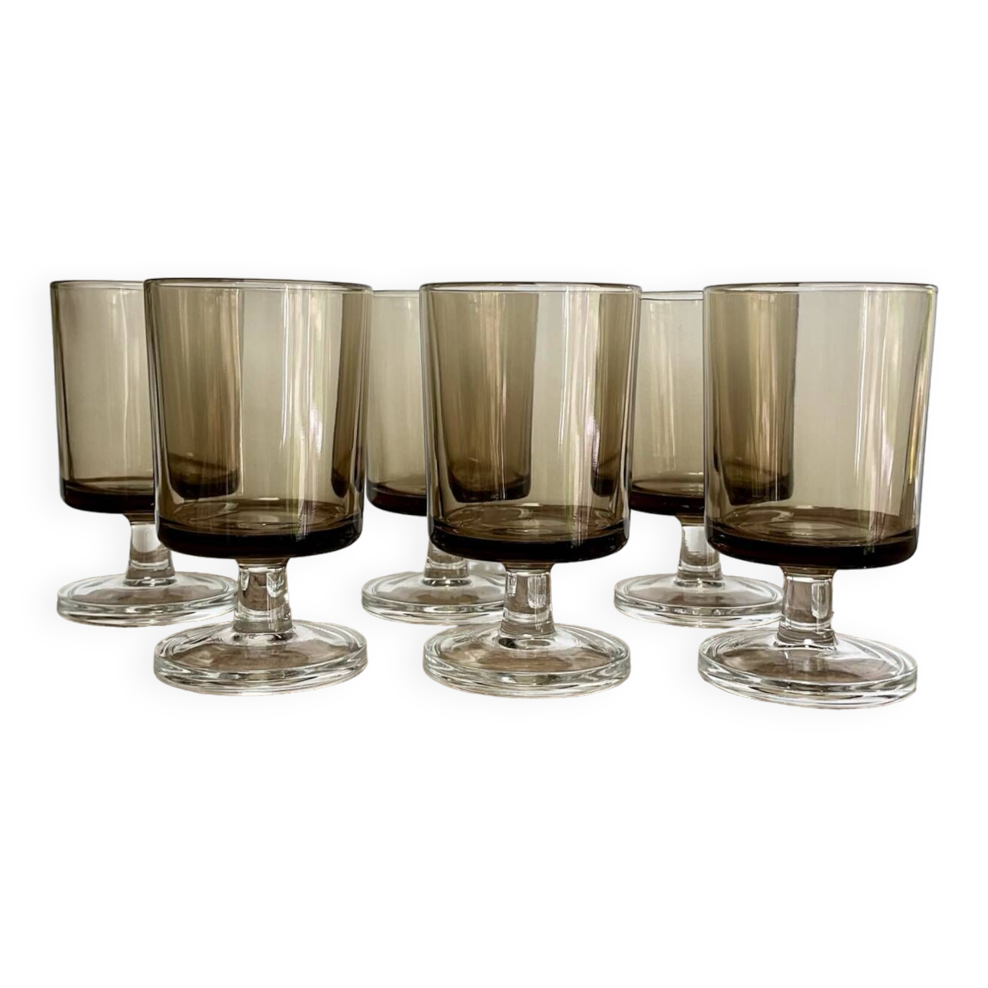 6 small smoked glasses luminarc france