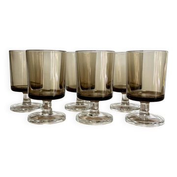 6 small smoked glasses luminarc france