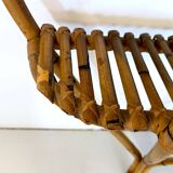 Bamboo and Formica Demilune Console Table with a Lower Shelf, Italy