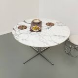 60s marble table with chrome cross base