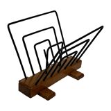Vintage Reading Basket Steel Oak Magazine Rack 50's design