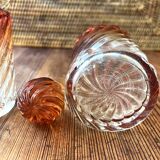 Baccarat crystal bottle and glass, bamboo model, 19th century.