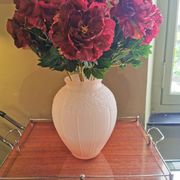 Vase art déco verre sablé rose