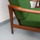 Paire de fauteuils scandinaves vintage en teck et tissu vert des années 60