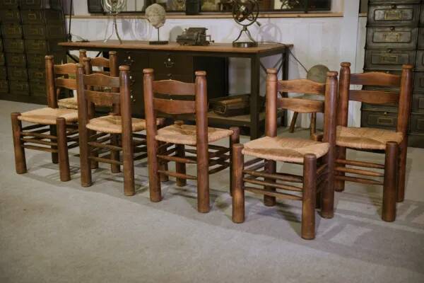 Ensemble de 6 chaises attribuées à Charles Dudouyt 1950’s
