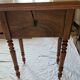 Nineteenth-century walnut work table with flaps, large storage + secret drawer.