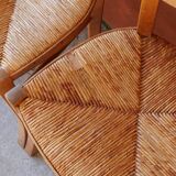 Set of 5 rustic straw chairs