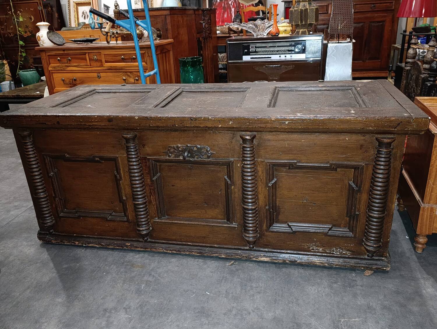 17th-century carved oak antique chest