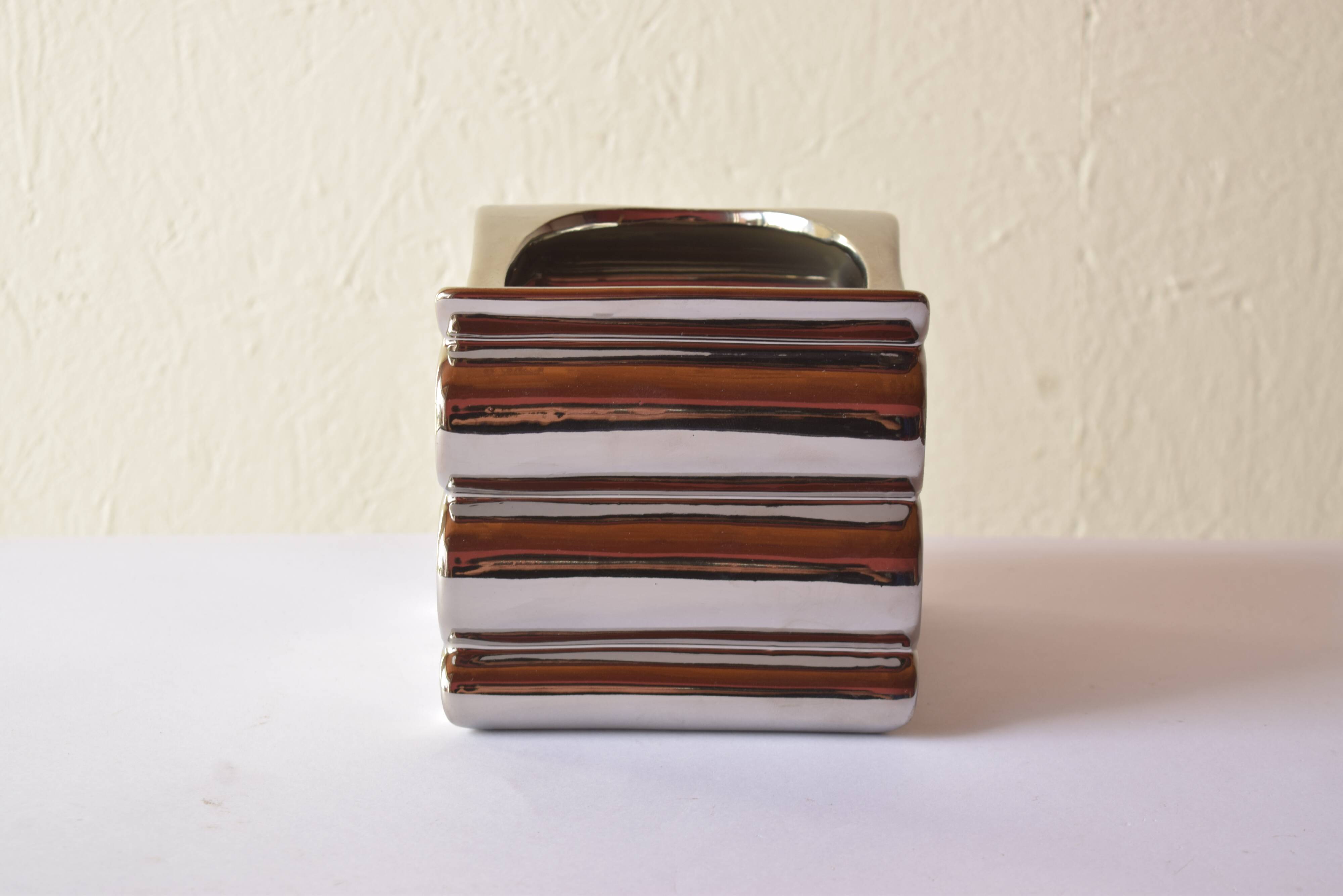 Vintage mercury glass flower pot