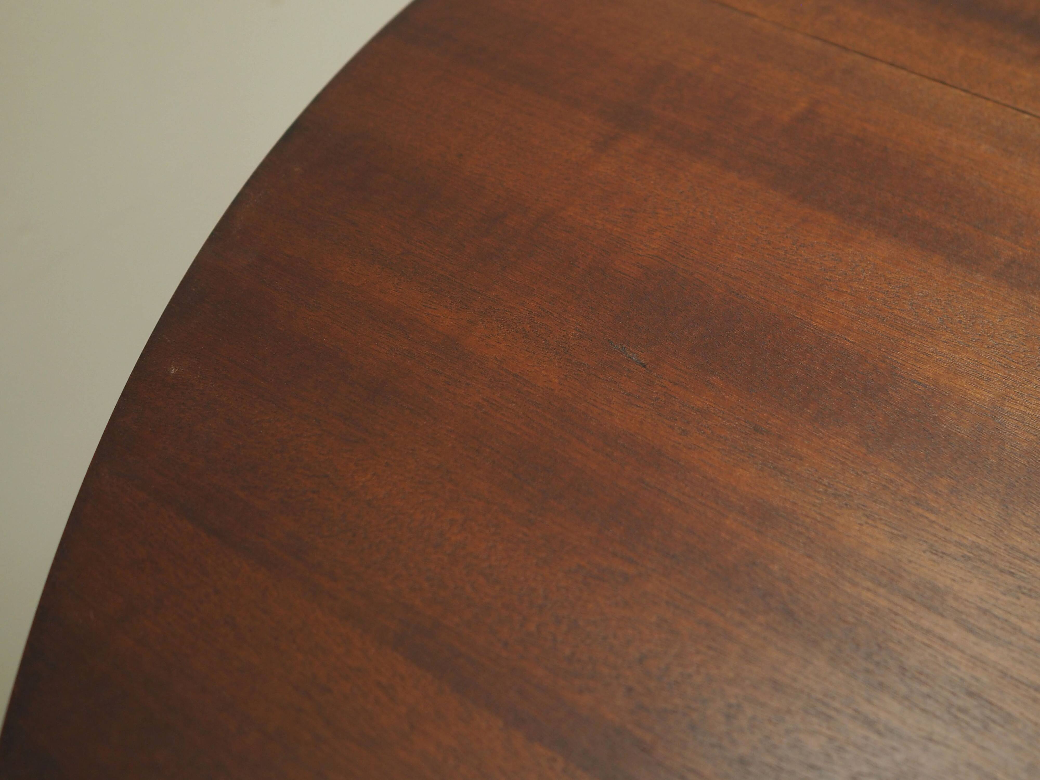 Round mahogany table, Italian design, 1970s, production: Italy