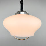 Mid-century adjustable milk glass suspension