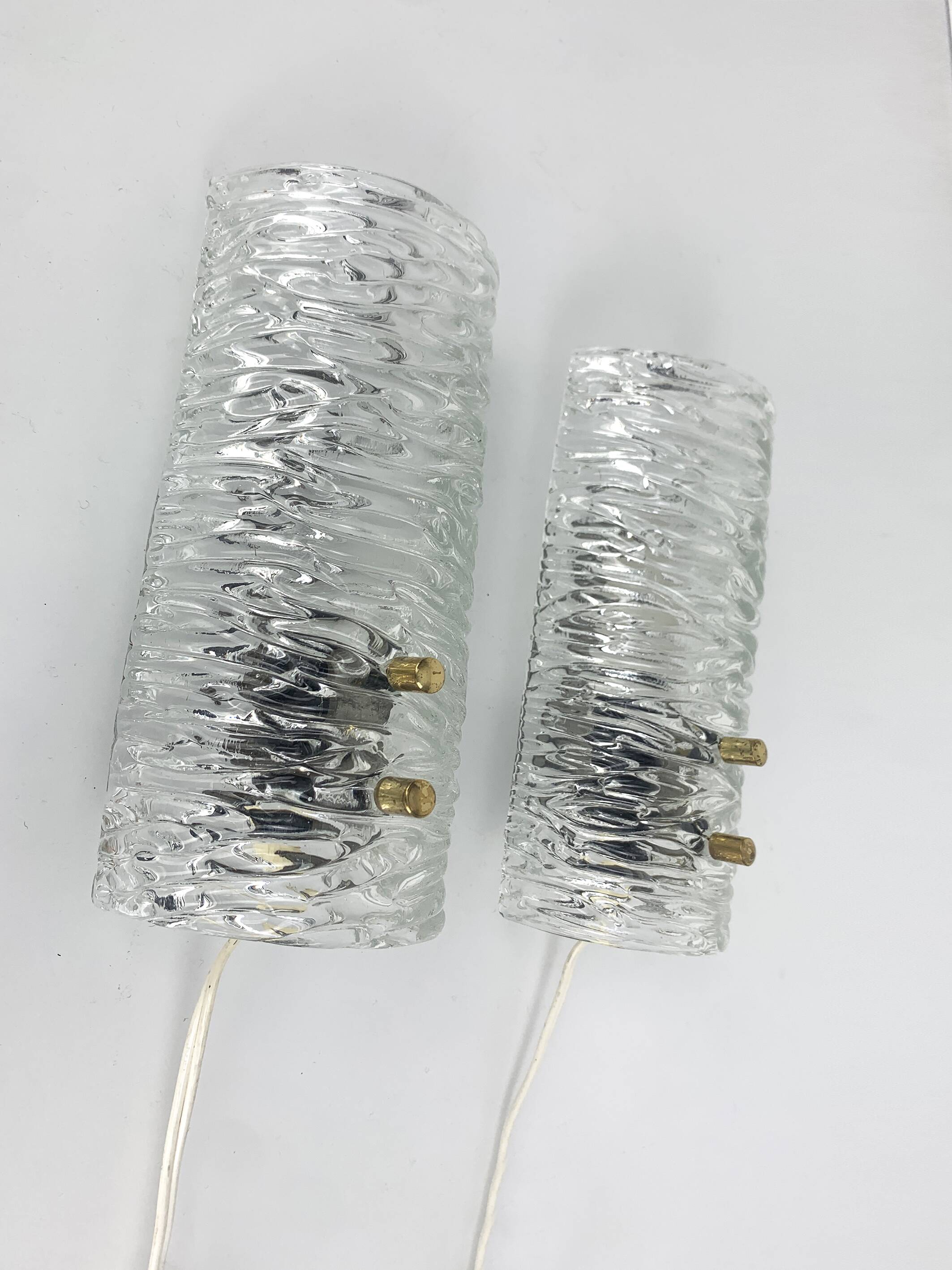 Pair of Swedish sconces 8493 Carl Fagerlund for Orrefors, 1960s