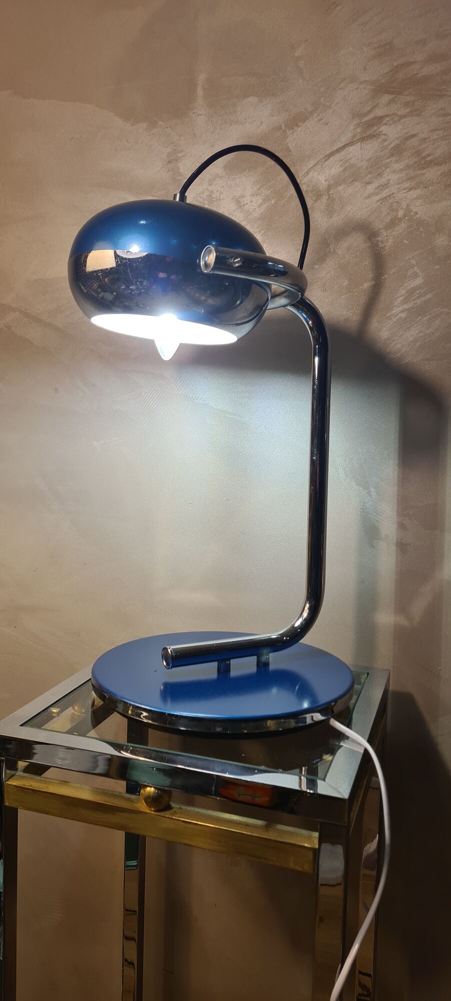 Lamp chrome and blue metal