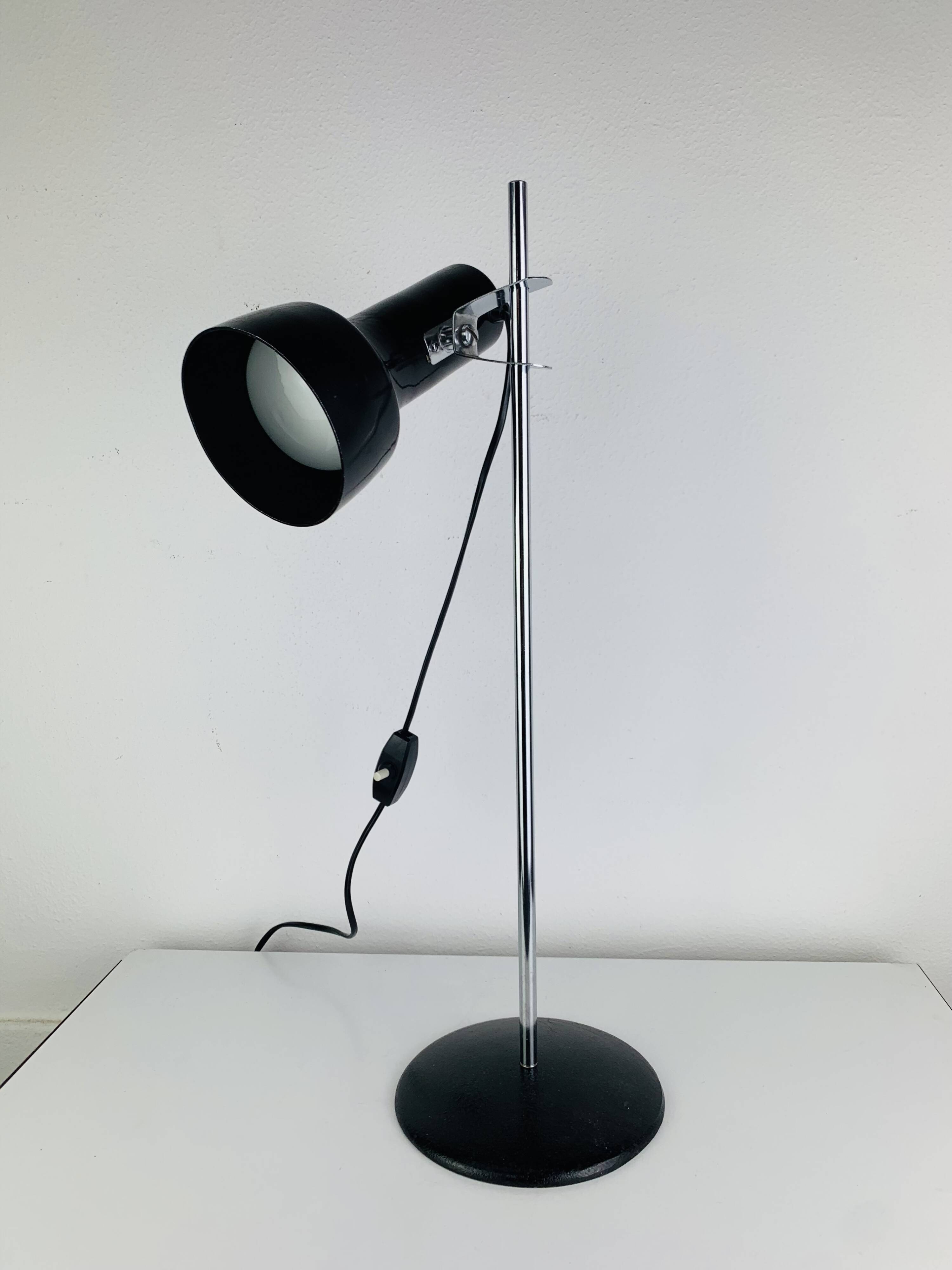 Lampe de bureau spot noir et chrome, années 60, réglable
