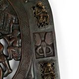 African door in carved wood and bronze of village chief Baboun, Cameroon, early 20th century