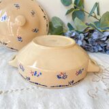 Small vintage porcelain soup tureen K&G Luneville "Flore" 1950s small blue flowers