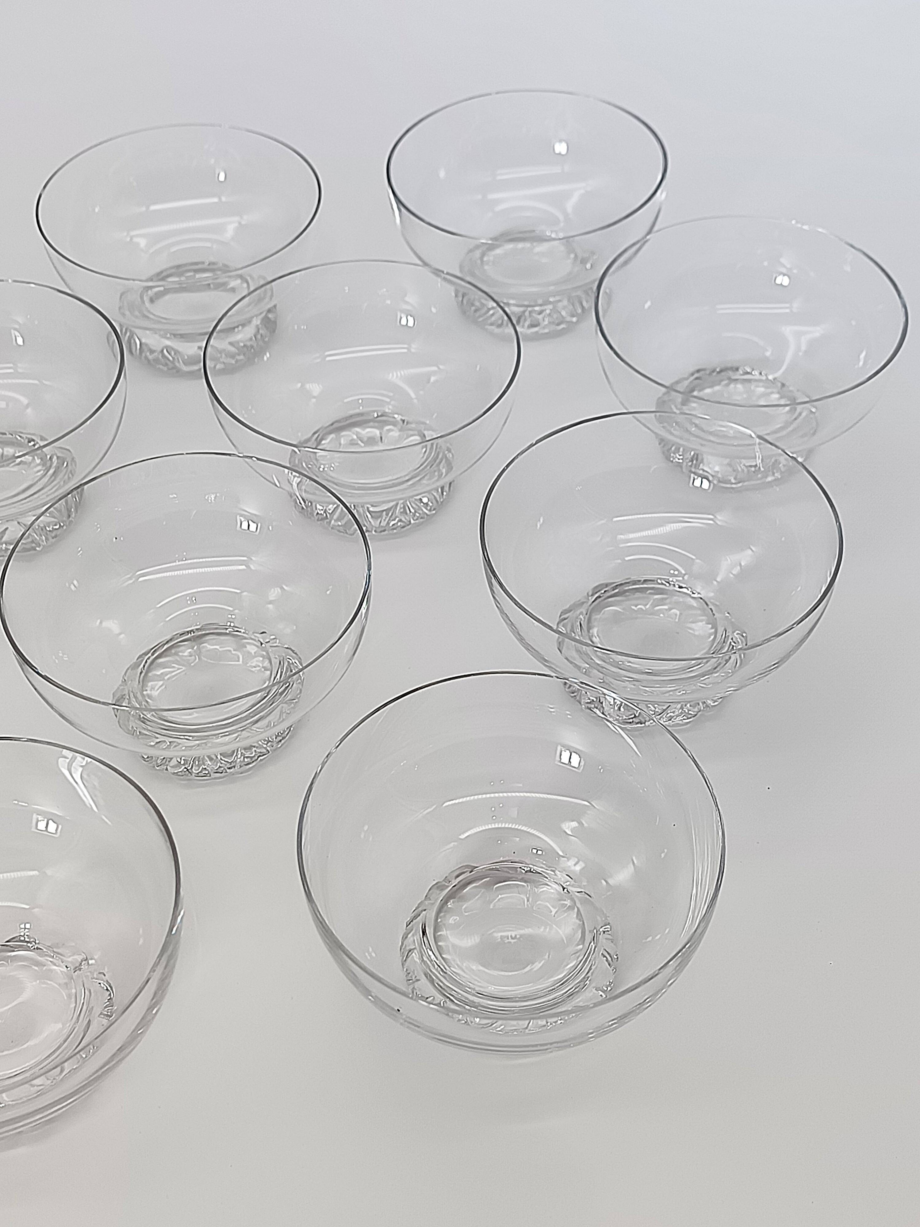 Set of 12 dessert / ice cream bowls in crystal - Daum Nancy France - Circa