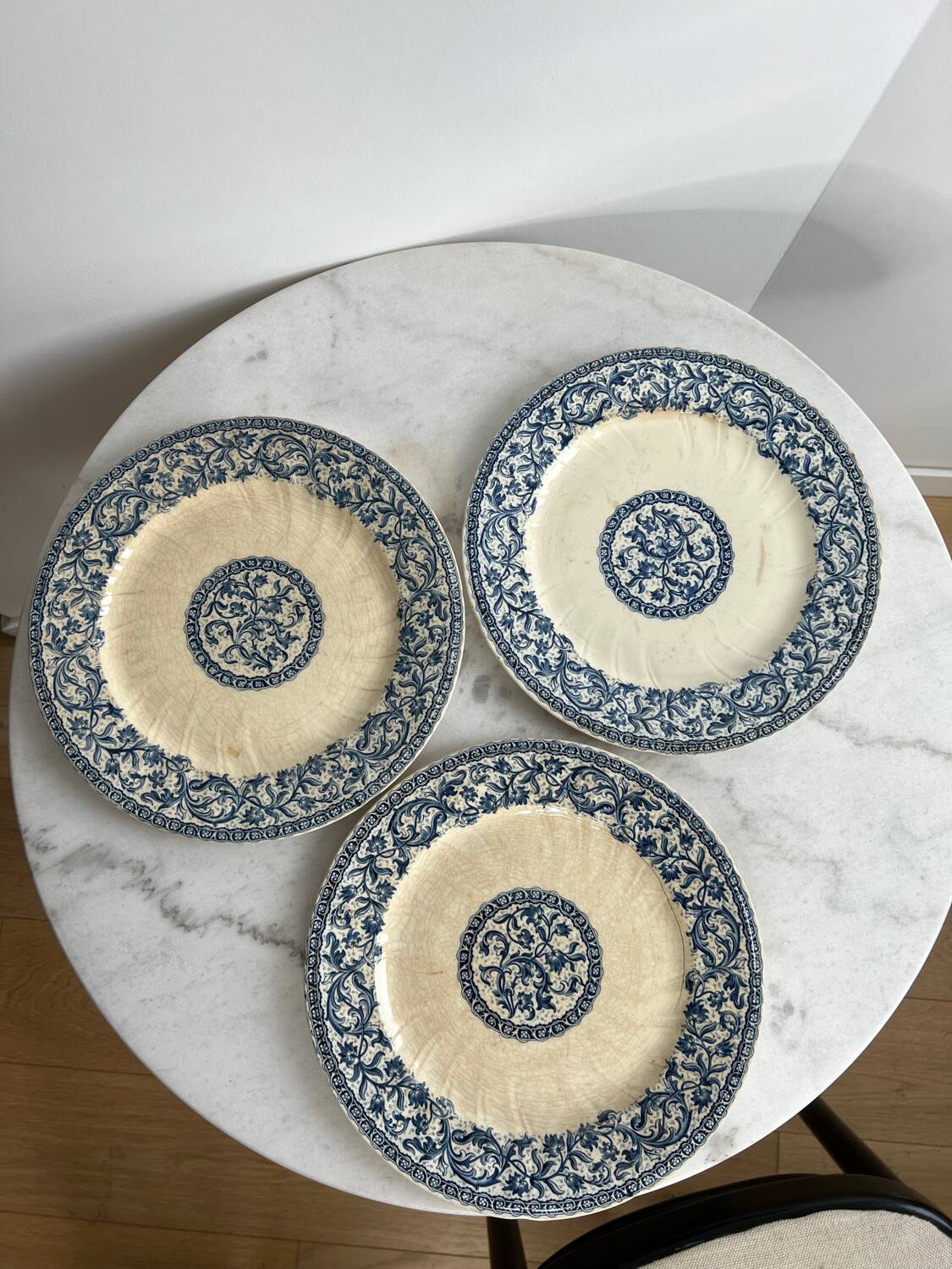 Set of 3 Gien Garlands & Foliage ironstone plates