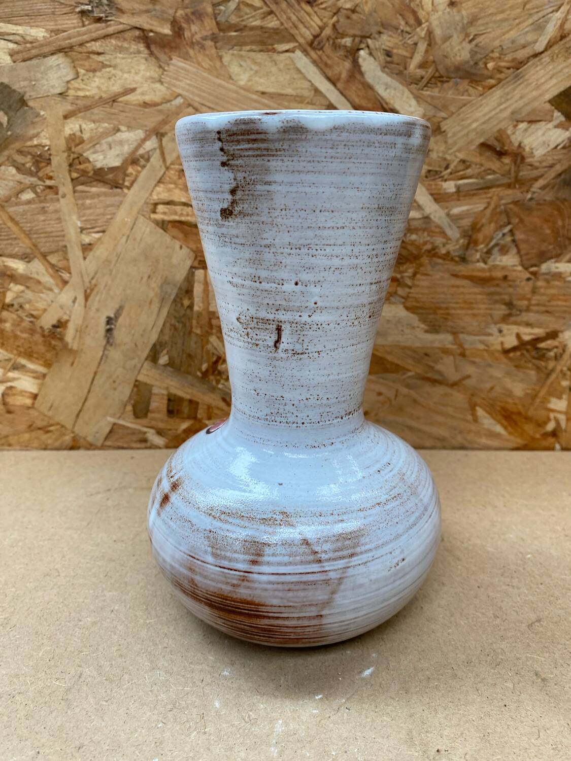 Old vallauris vase white enameled terracotta vintage flower decor