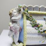 Small antique German porcelain planter Putti 19th century Meissen style