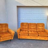 Ensemble canapé fauteuil vintage velours