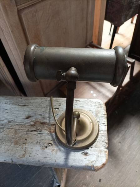 Patinated golden brass desk lamp