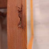 Beveled glass wall mirror in solid wood frame