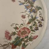 Serving dish with scrolled edges in polychrome iron clay