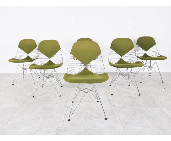 Set de 6 chaises Bikini en fil de chrome Eames pour Herman Miller, années  1960 | Selency