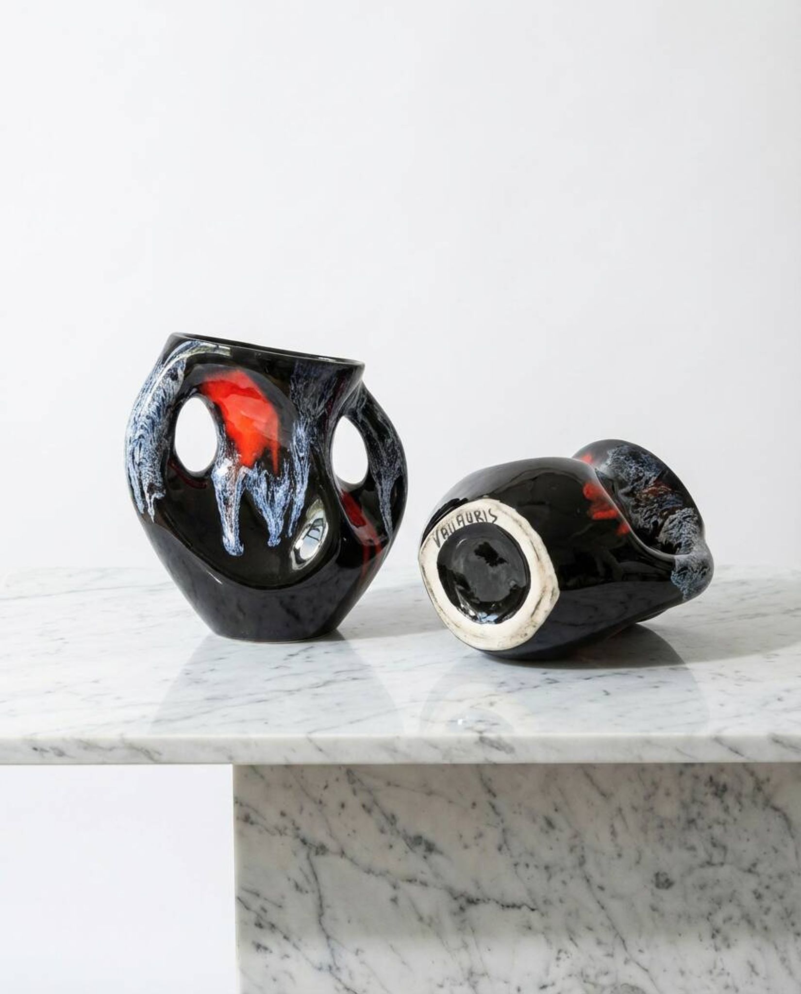 Pair of Vallauris Fat Lava vases