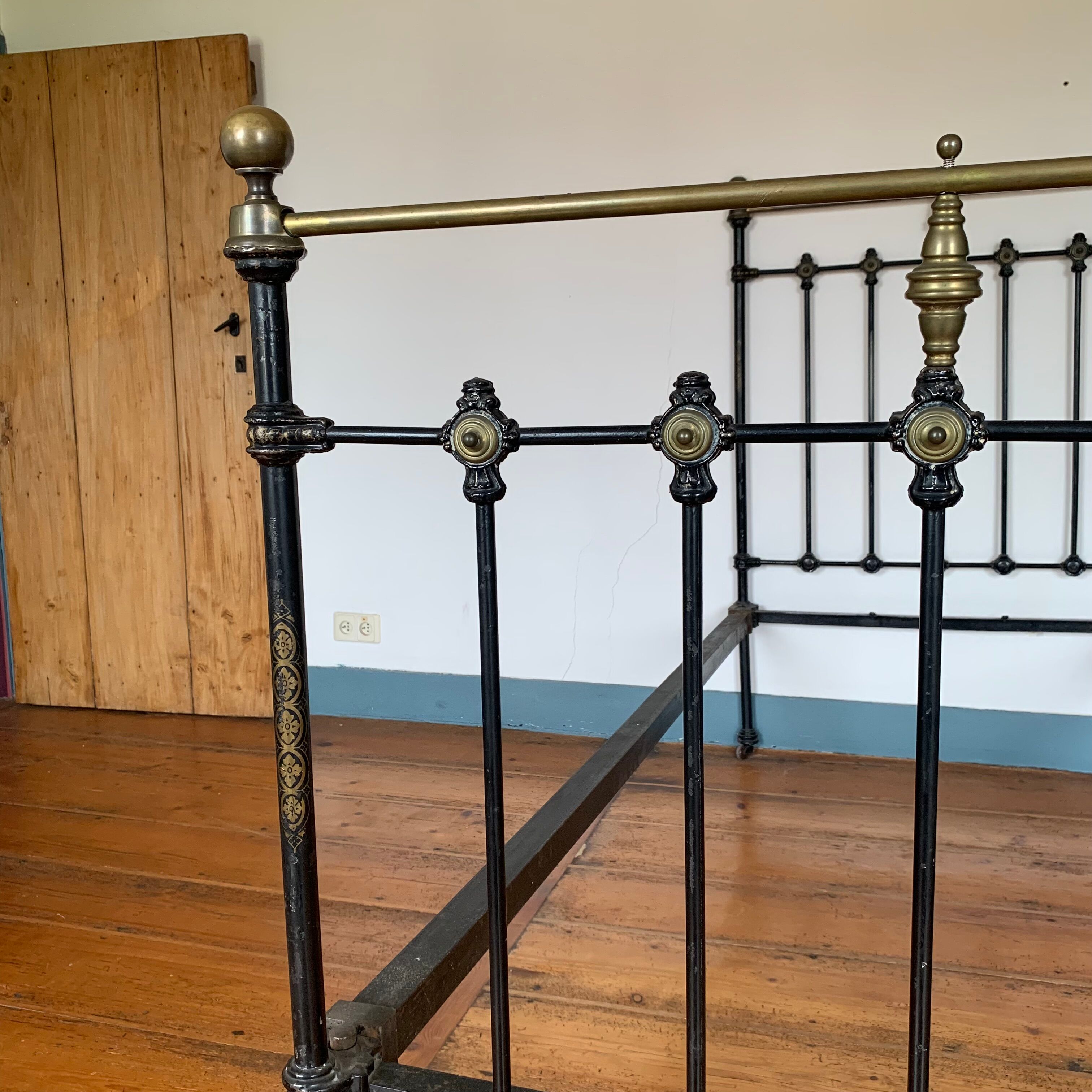 Victorian bed wrought iron and brass