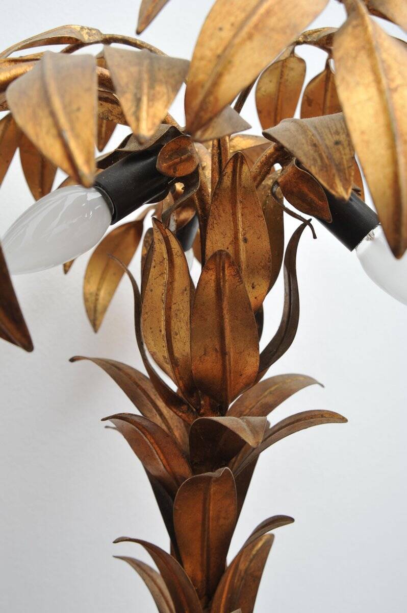 Gilded table lamp made of palm wood by Hans Kögl, 1970s