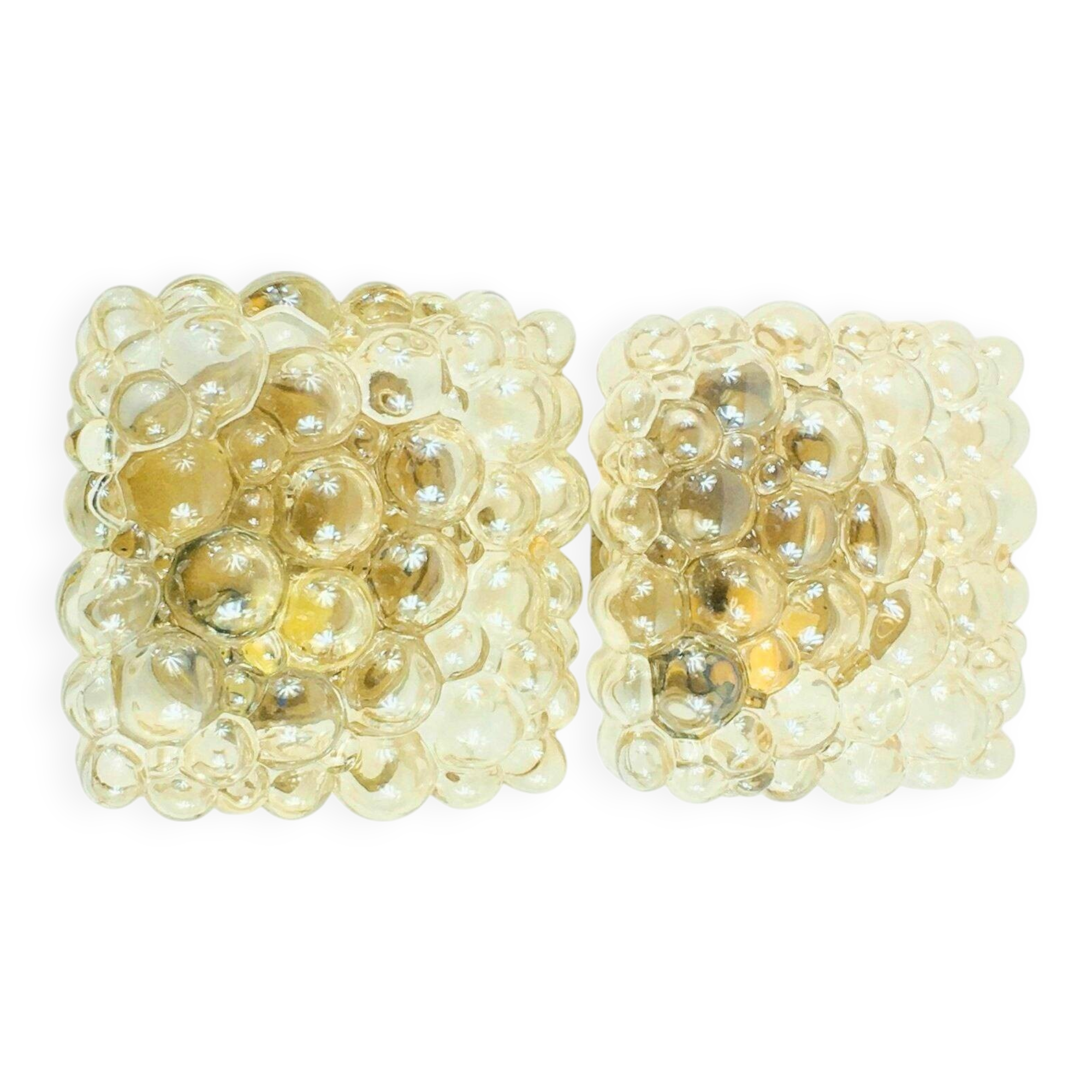 Mid-Century Amber Bubble Glass Wall Lights by H.Tynell for Limburg, 1970s