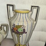 Planter with 2 art deco style slip vases