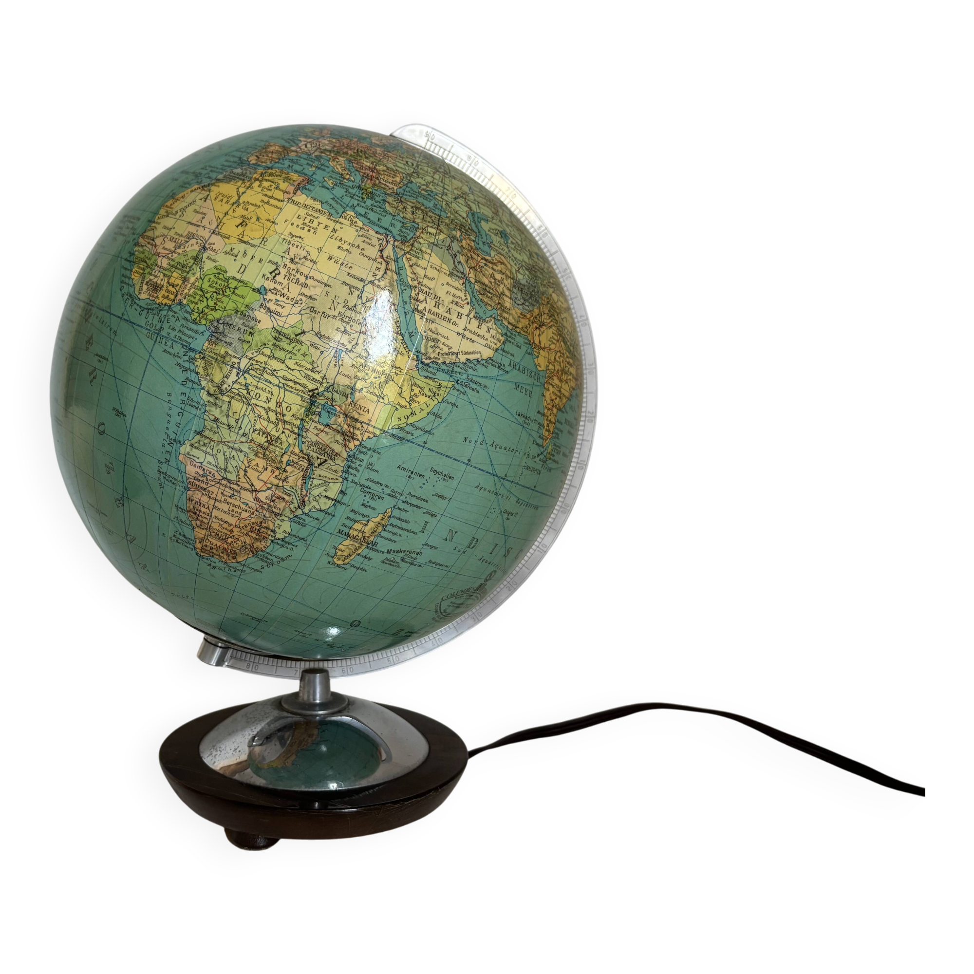 Vintage terrestrial globe 1965 German glass Columbus duo - 34 cm